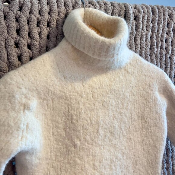 Mango Suit Woman's Organic & Alpeca Wool Cream CroppedSweater Size XXS - Picture 2 of 13